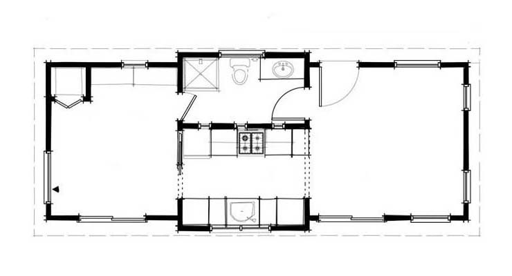Plano de casa prefabricada de 36 metros cuadrados
