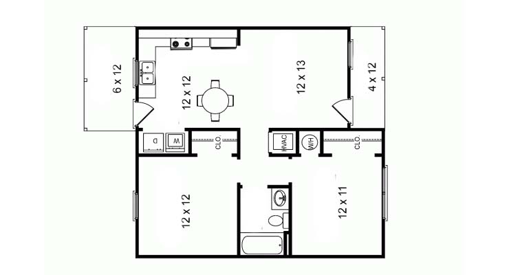 Plano de casa prefabricada de 68 metros cuadrados