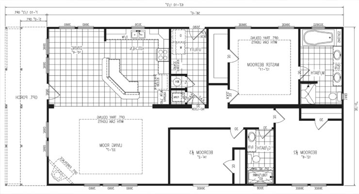 Planos de un modelo de casa prefabricada de chapa rectangular