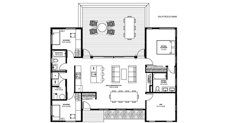 Planos de una casa prefabricada de chapa con deck