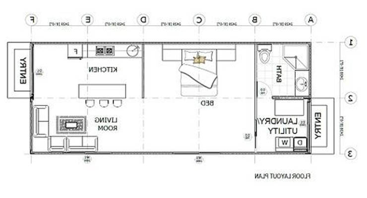 Plano de una casa prefabricada container sencilla