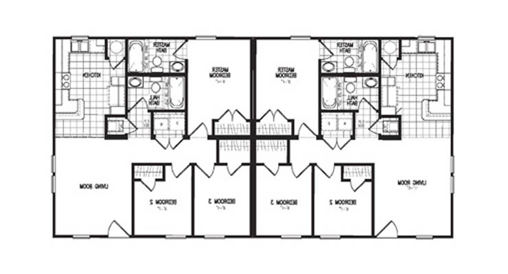 Planos de la planta baja de un duplex prefabricado