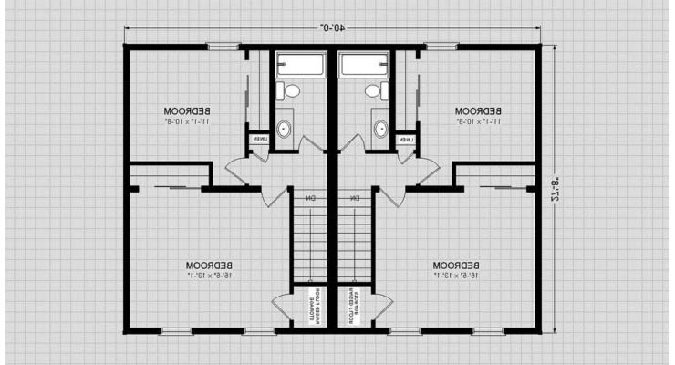 Planos de la planta baja de duplex prefabricados pequeño