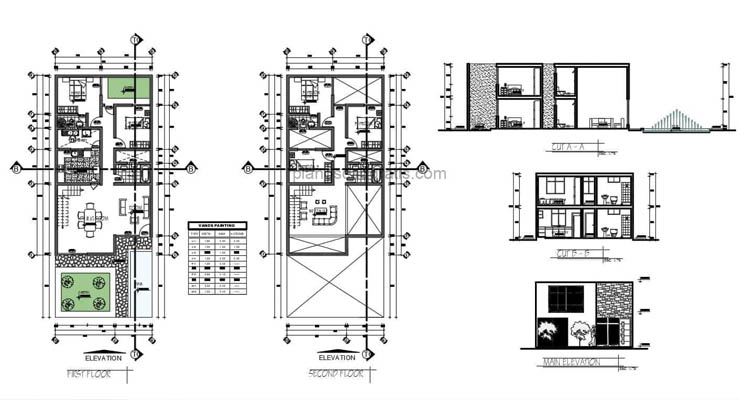 Planos de un modelo de casa de fibrocemento