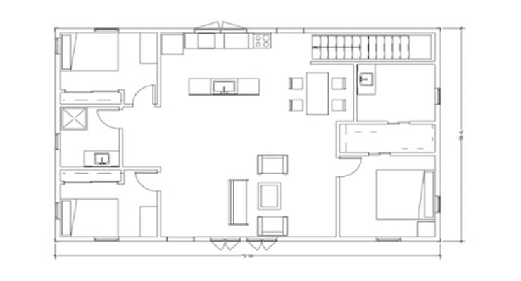 Planos de una casa prefabricada minimalista grande