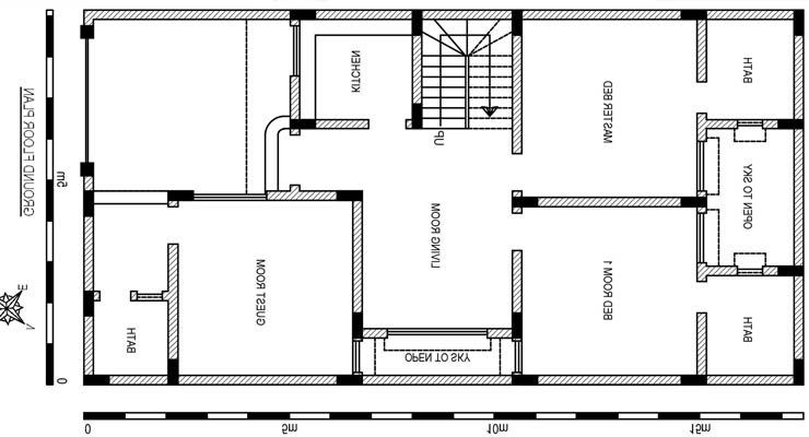 Planos de un modelo de casa de construcción en seco