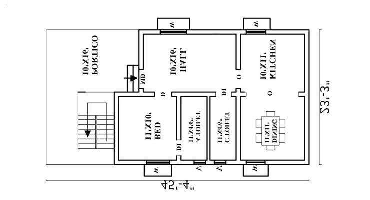 Planos de una casa de construcción en seco pequeña de una planta