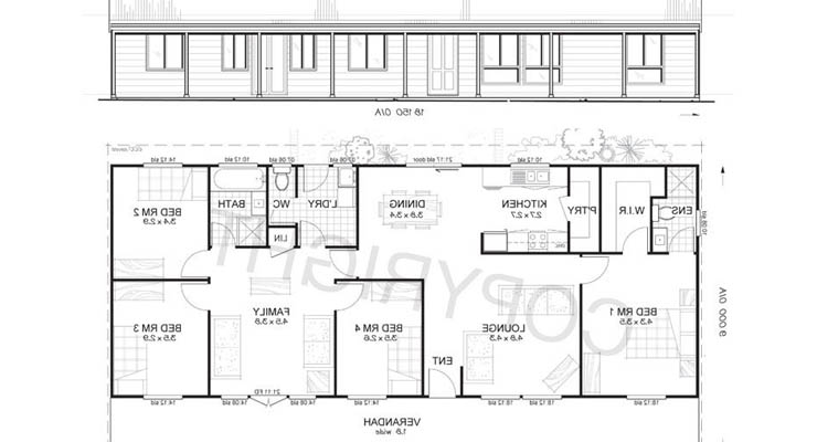 Planos de un modelo de casa steel framing de una planta