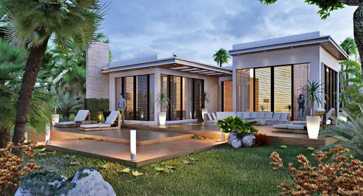 Casa prefabricada en Telde con deck en el patio